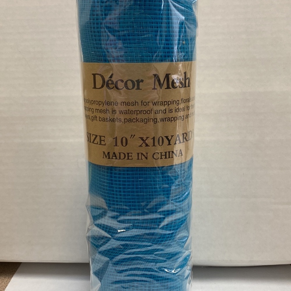 Turquoise Floral Mesh Wrap 10 inch x 10 yards